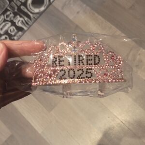 New 'Retired 2025' Tiara Rhinestones Pink & Black